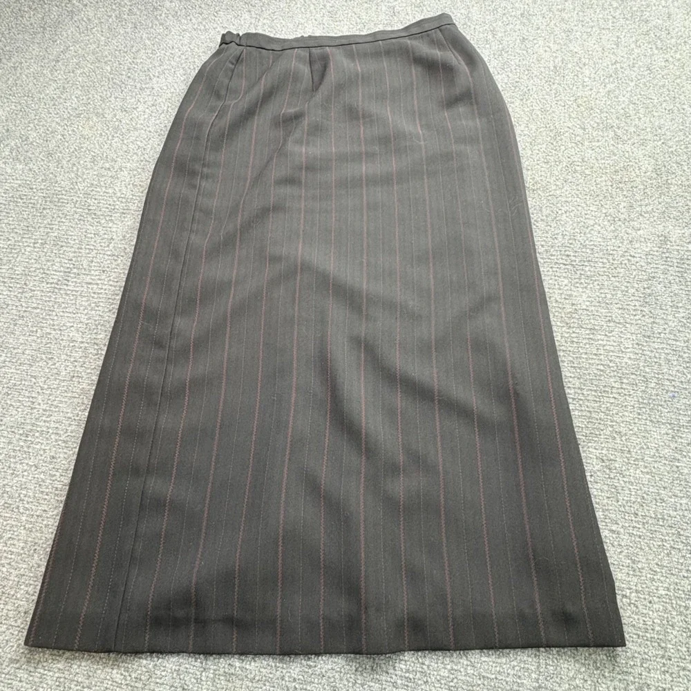 VTG Norton McNaughton Suit Blazer 12 Skirt 14 Black Pinstripe Maxi‎ Y2K Modest